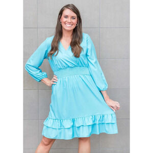 Michelle McDowell NWT Women's Blue Flowy V-Neck Brunch Carolyn Dress Size Small